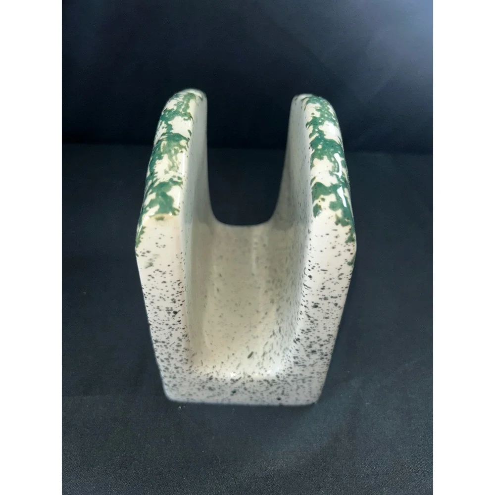 Gibson Design Ceramic‎ Napkin Holder Rustic Birdhouse Speckled Green Kitchen